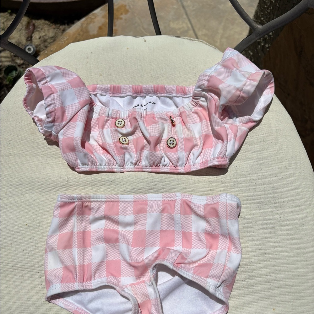 Pink Gingham Kids Swim Set